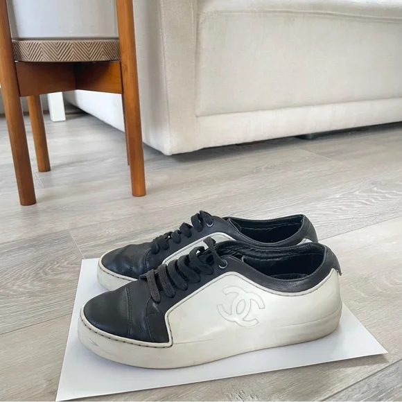 Chanel Black & White Sneakers - Picture 3 of 13